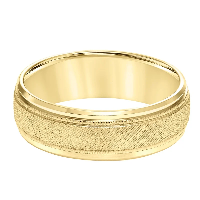 cast silver ring-7MM Milgrain Wedding Ring in 10KT Gold