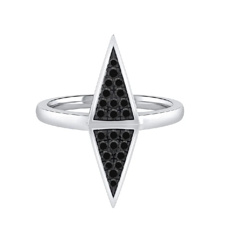 steel promise ring-Auriya 0.14ctw Vertical Double Triangle Black Diamond Ring 14K Gold