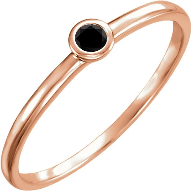 sci-fi sleek ring-Auriya 10k Gold 0.03ctw Delicate Stackable Accent Bezel Black Diamond Ring