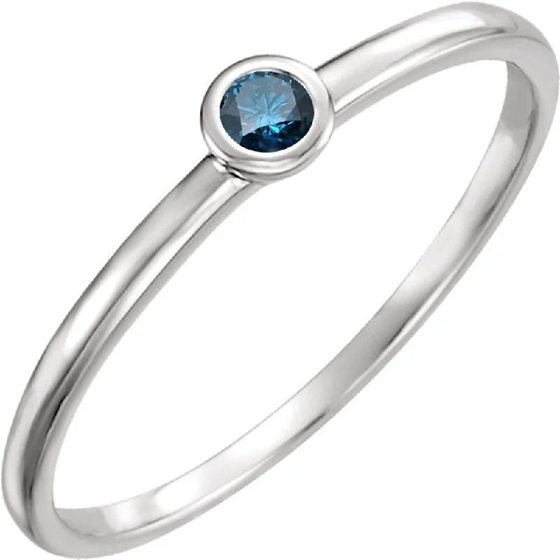 sci-fi gold ring-Auriya 10k Gold 0.03ctw Delicate Stackable Accent Bezel Blue Diamond Ring