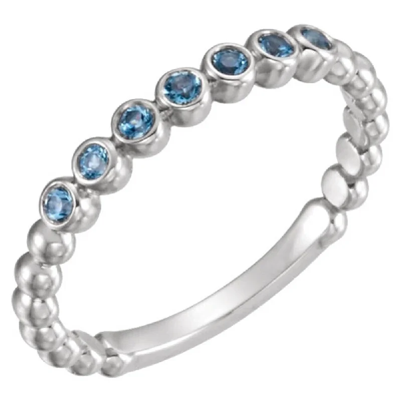 braided knot ring-Auriya 10k Gold 0.06ctw Beaded Stackable Blue Diamond Wedding Band