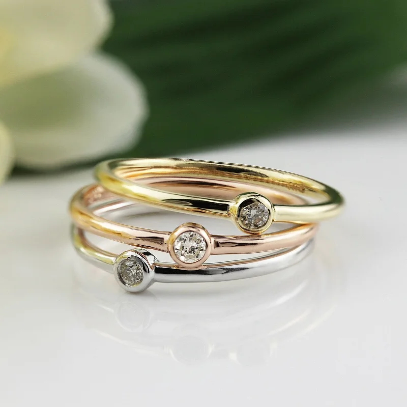 heirloom birthstone ring-Auriya 10k Gold 0.06ctw Ultra-thin Stackable Accent Diamond Ring Bezel-set