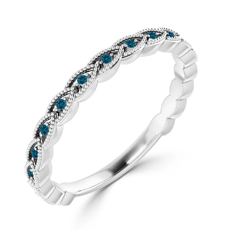 lavish cocktail ring-Auriya 10k Gold 0.08ctw Ultra-thin Stackable Blue Diamond Wedding Band