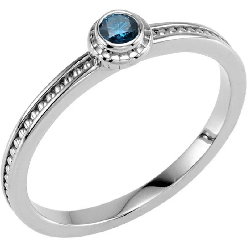 rugged gold ring-Auriya 10k Gold 1/10ctw Dainty Round Solitaire Blue Diamond Stacking Ring