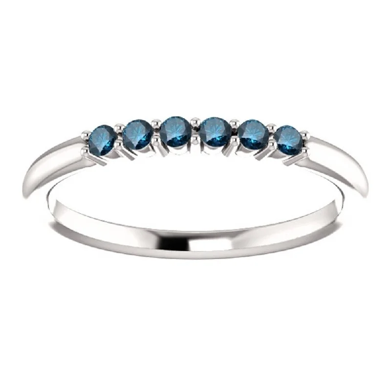 narrow eternity ring-Auriya 10k Gold 1/8ctw Petite Ultra-thin Stackable Blue Diamond Ring