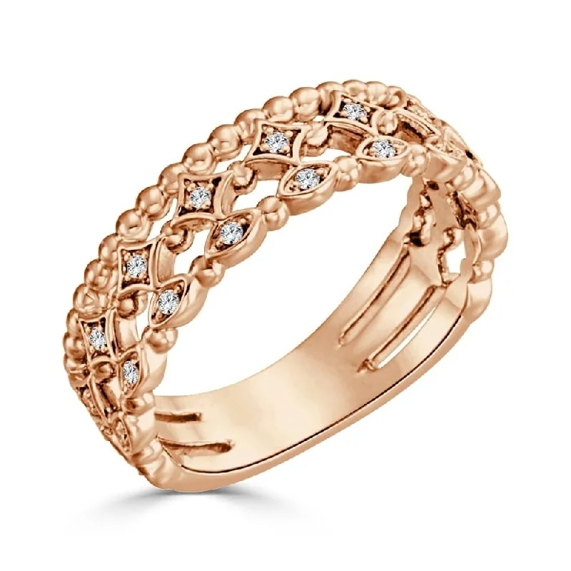 mini initial ring-Auriya 10k Gold 1/8ctw Vintage Lace Stackable Diamond Wedding Band