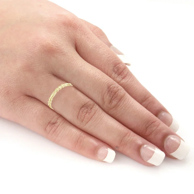 wave-shaped eternity ring-Auriya 10K Gold Ultra-Thin Stackable Wedding Band