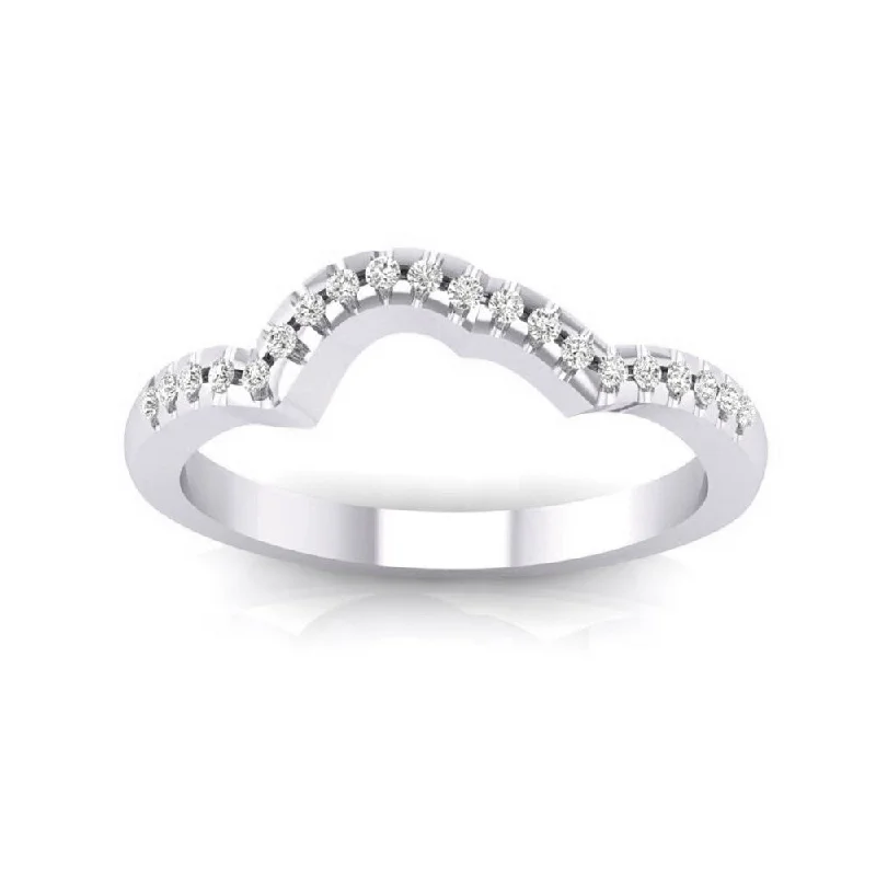 steel band ring-Auriya 14k Gold 1/8ctw Curved Diamond Wedding Band