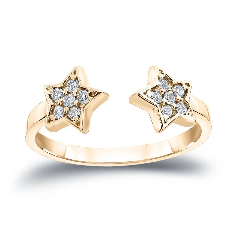 rose gold peridot ring-Auriya 14k Gold Stackable Open Star Diamond Ring 1/8ct TW