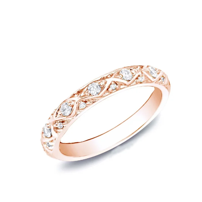 sci-fi gemstone ring-Auriya 14k Rose Gold 1/4ct TDW Diamond Wedding Band