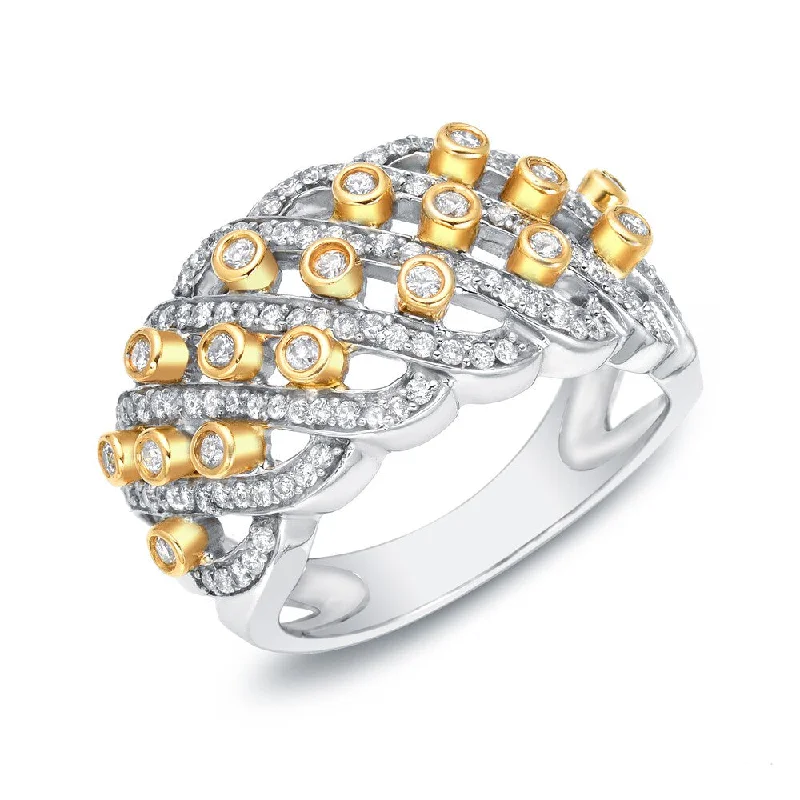 tendril promise ring-Auriya 14k Two-tone Gold 3/4ct TDW Bezel-set Diamond Band (G-H, I1-I2)