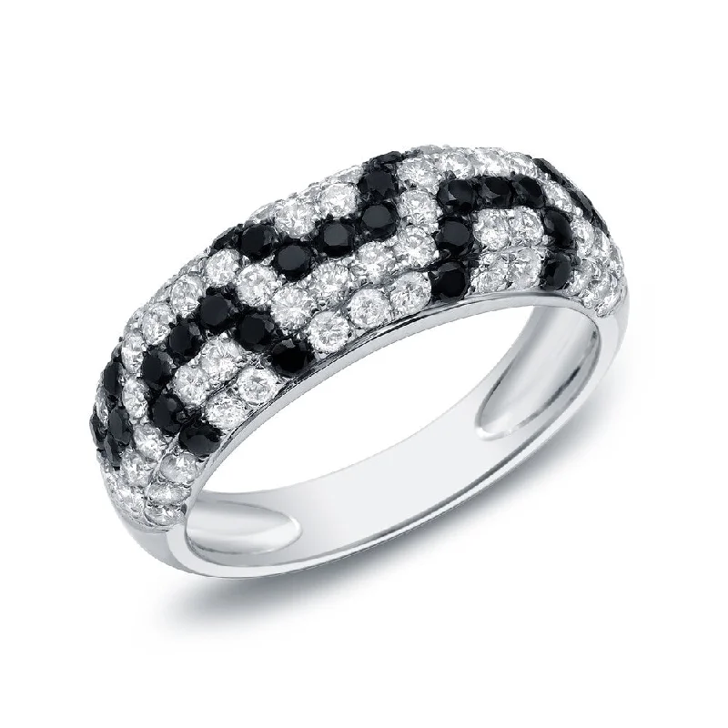 rover chic ring-Auriya 14k White Gold 1 1/2ct TDW Black and White Pave-set Diamond Ring