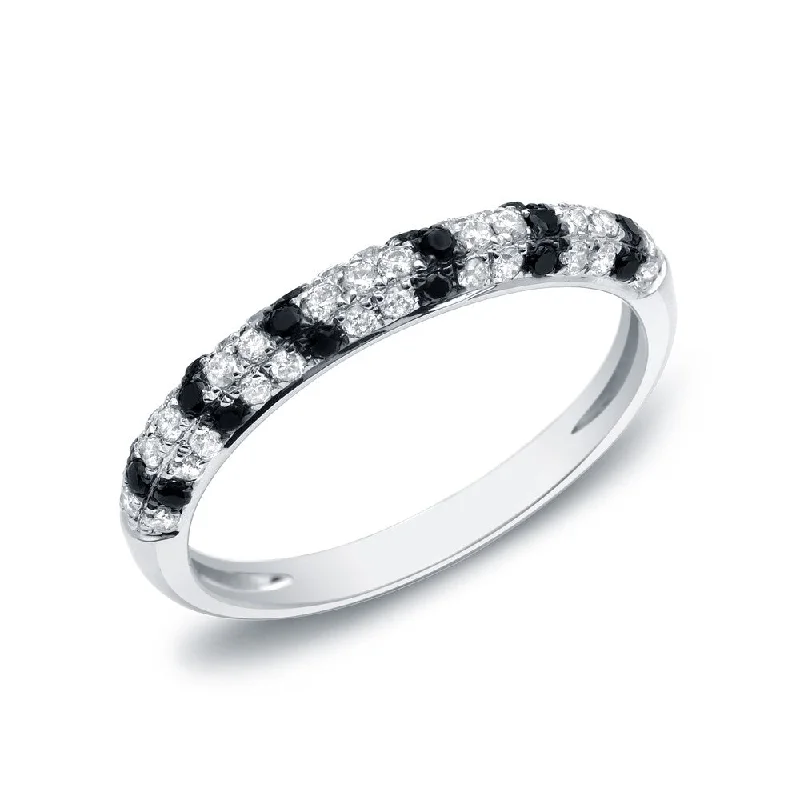 rose gold helix ring-Auriya 14k White Gold 1/4ctw Black and White Pave-set Diamond Ring