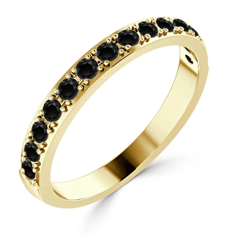 rover turquoise ring-Auriya 3/8ctw Stackable Round Black Diamond Band 10k Gold