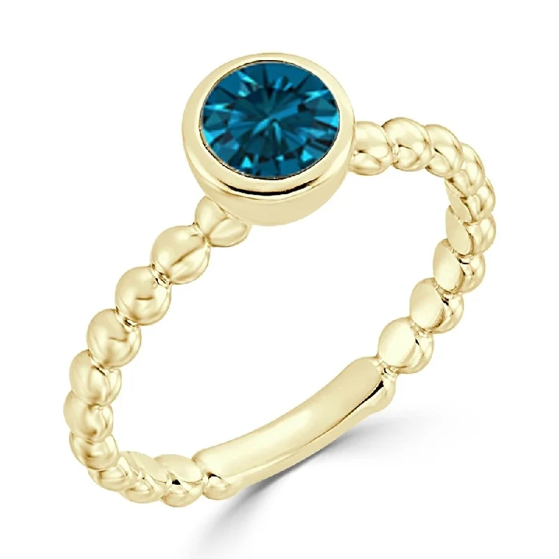 sci-fi bolt ring-Auriya 4/5ctw Stackable Bezel Set Solitaire Blue Diamond Ring 10k Gold