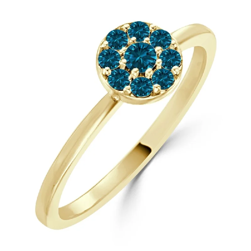 rugged silver ring-Auriya Petite Stackable 1/4ct TDW Blue Diamond Ring 10K Gold