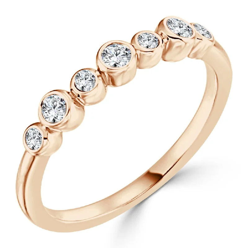 carved couple ring-Auriya Stackable 1/5ct TDW Round Bezel Set Diamond Wedding Band 10K Gold