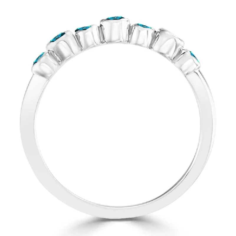 vine-tendril ring-Auriya Stackable 1/5ctw Round Bezel Set Blue Diamond Wedding Band 10K Gold