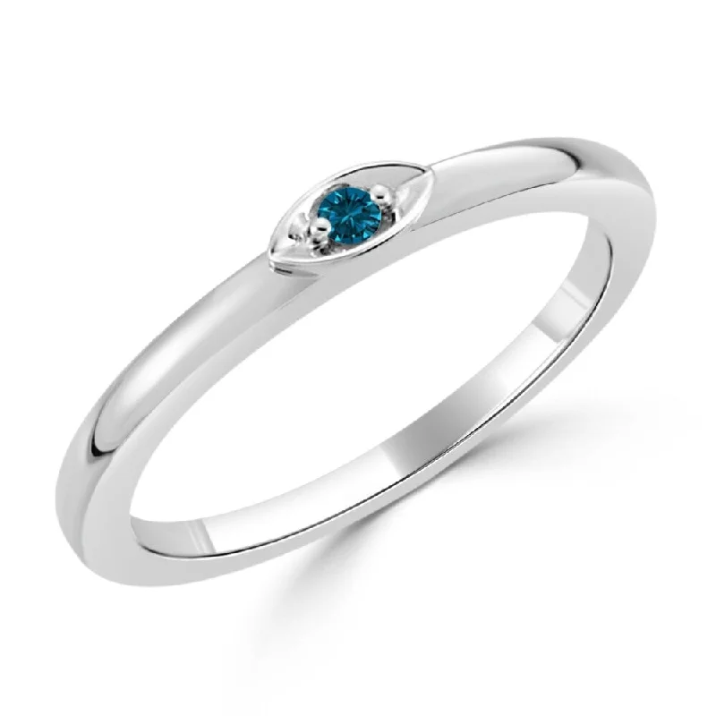 vintage-style band ring-Auriya Stackable Fashion Accent Blue Diamond Ring 10K Gold