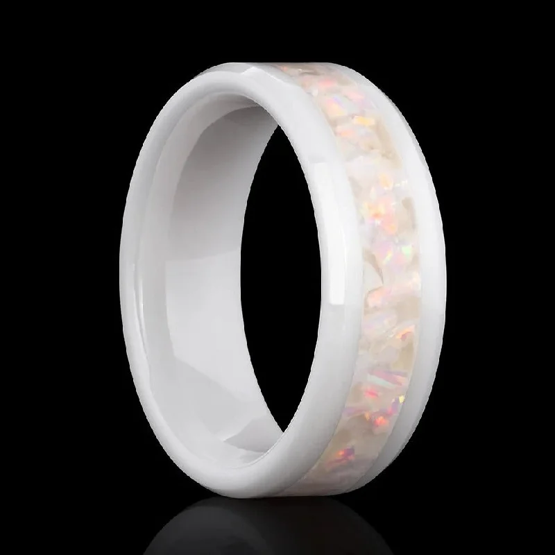 carved couple ring-Cherry Blossom Opal Glowstone Ring