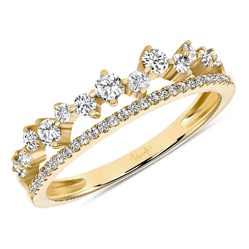 cast couple ring-Diamond 14K Yellow Gold 2 Row Stackable Band