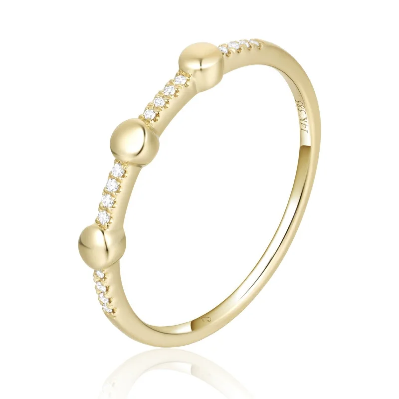 wave-shaped ring-Diamond Accent 14K Yellow Gold Band