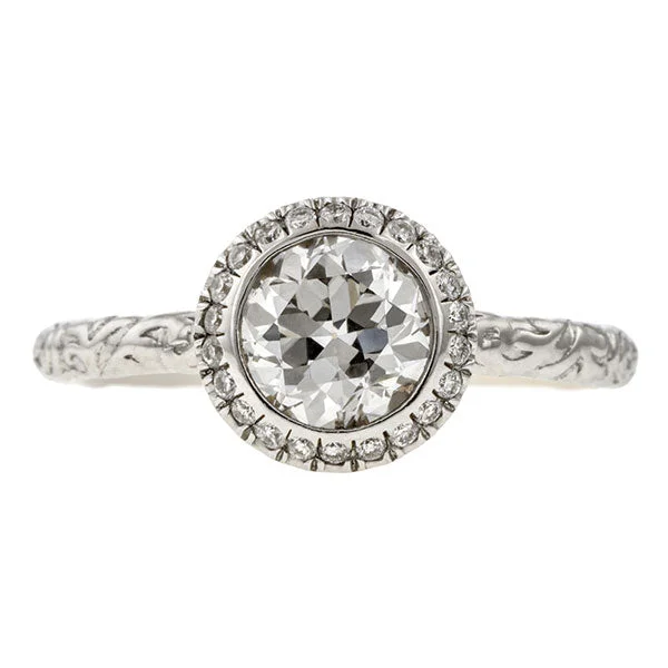 mini initial ring-Diamond Frame Engagement Ring, Old European 1.04ct- Heirloom by Doyle & Doyle