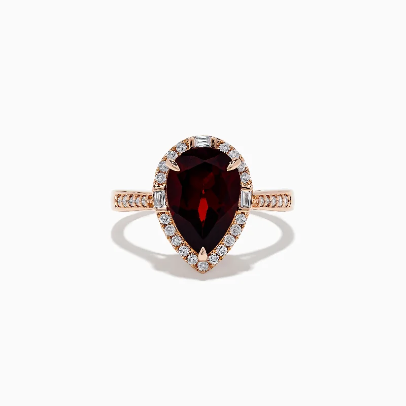 turquoise stone ring-14K Rose Gold Garnet and Diamond Ring