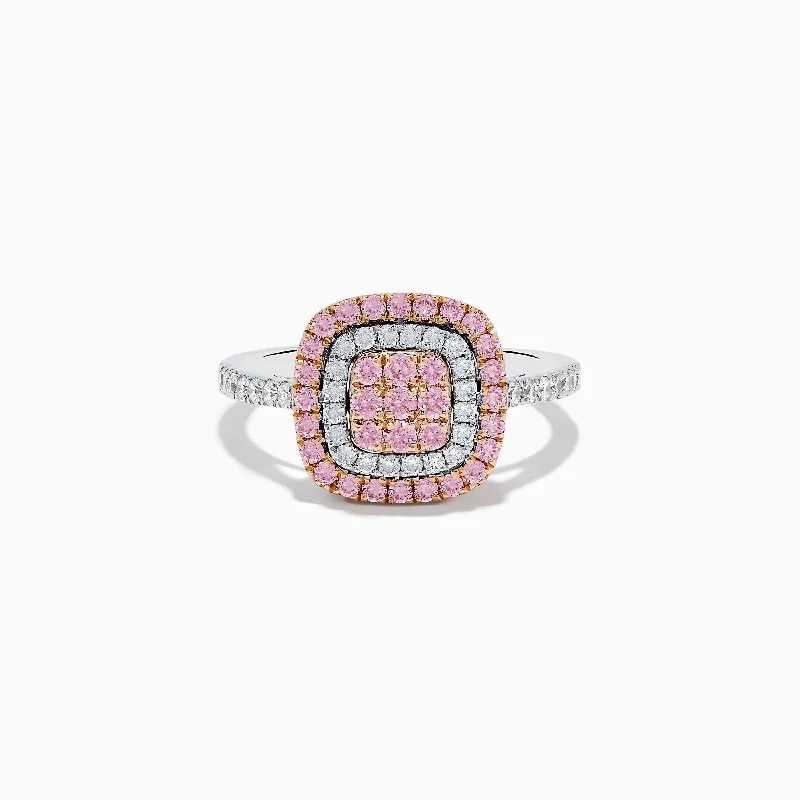 rose gold six-band ring-14K Two-Tone Pink and White Diamond Ring