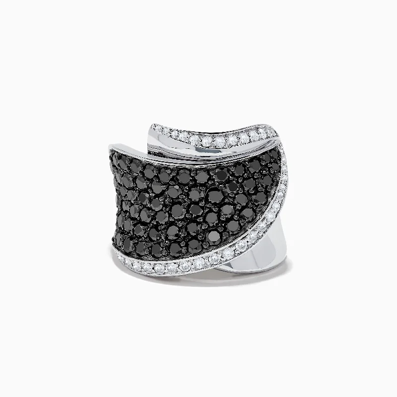 rugged turquoise ring-14K White Gold Black and White Diamond Ring