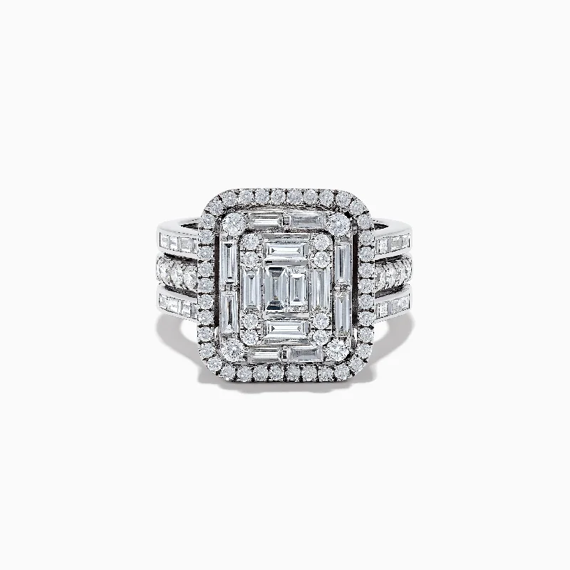 vintage-style band ring-14K White Gold Diamond Ring