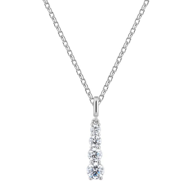 stretchable gold necklace-Fancy pendant with 0.62 carats* of diamond simulants in 10 carat white gold