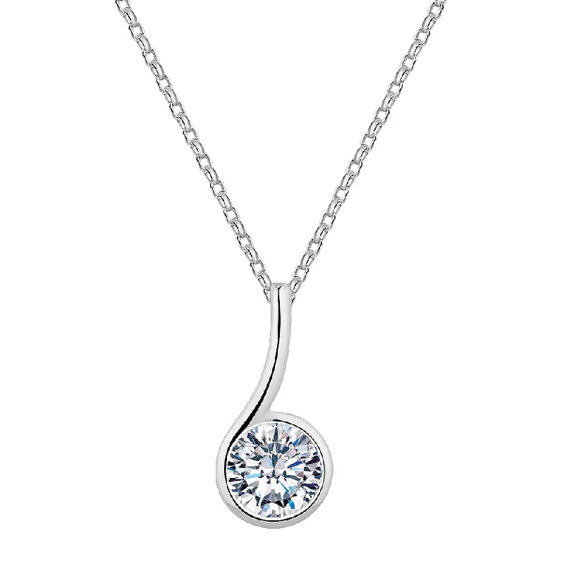 carved monogram necklace-Fancy pendant with 1.03 carats* of diamond simulants in 10 carat white gold