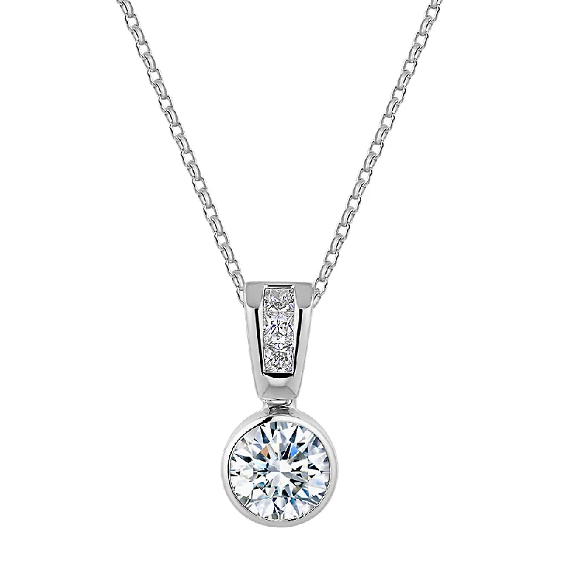 weathered silver chain necklace-Fancy pendant with 1.21 carats* of diamond simulants in 10 carat white gold