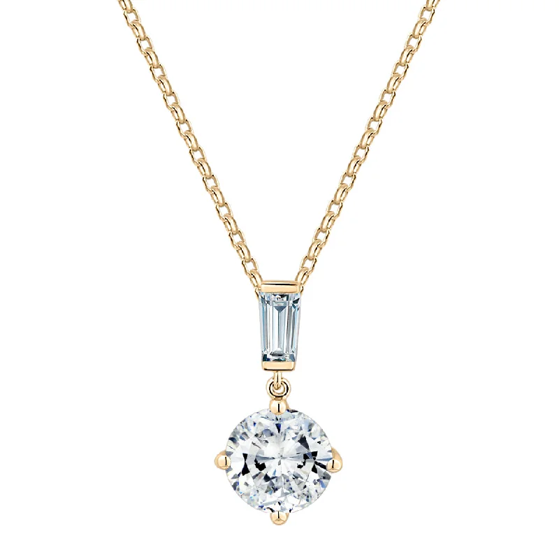 six-stone necklace-Fancy pendant with 2.3 carats* of diamond simulants in 10 carat yellow gold