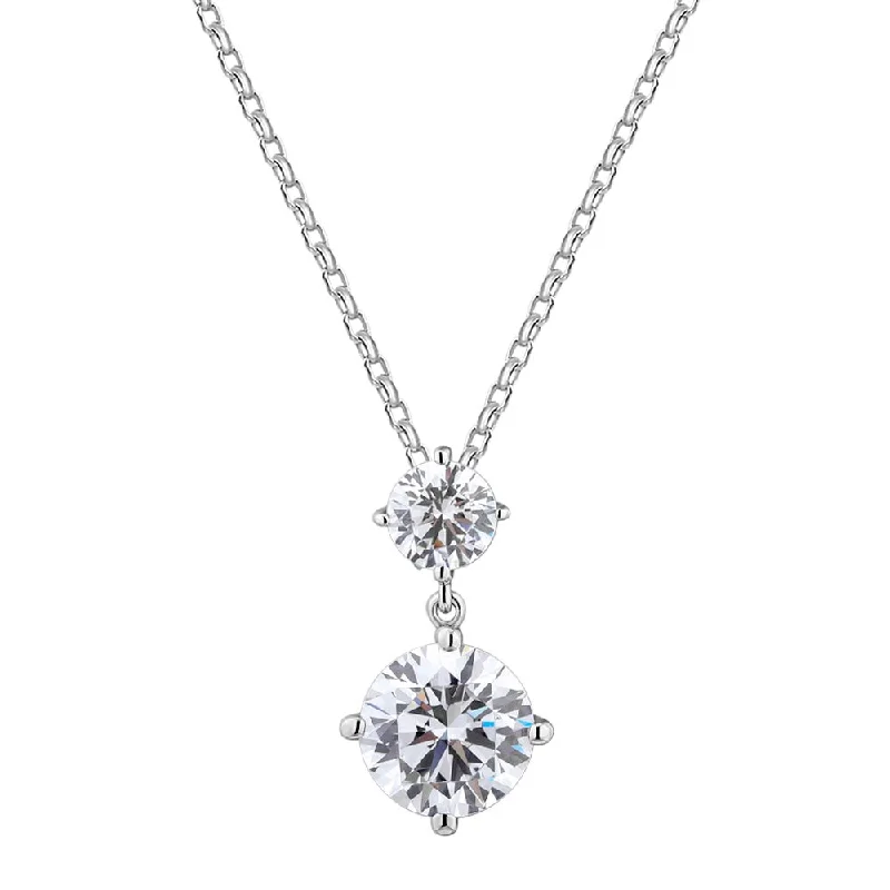 radiant drop necklace-Fancy pendant with 2.5 carats* of diamond simulants in 10 carat white gold