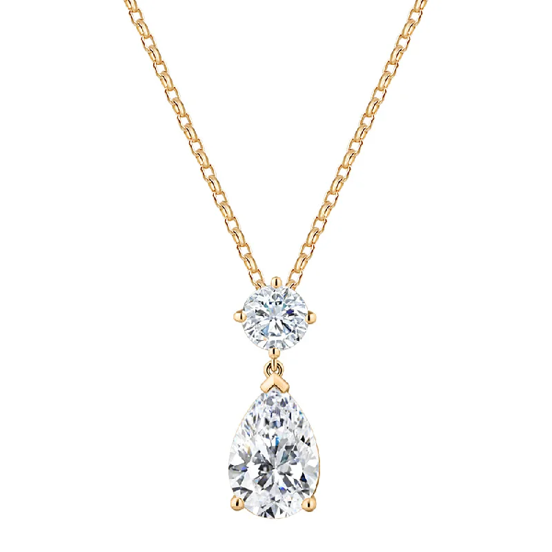 narrow chain necklace-Fancy pendant with 3.84 carats* of diamond simulants in 10 carat yellow gold