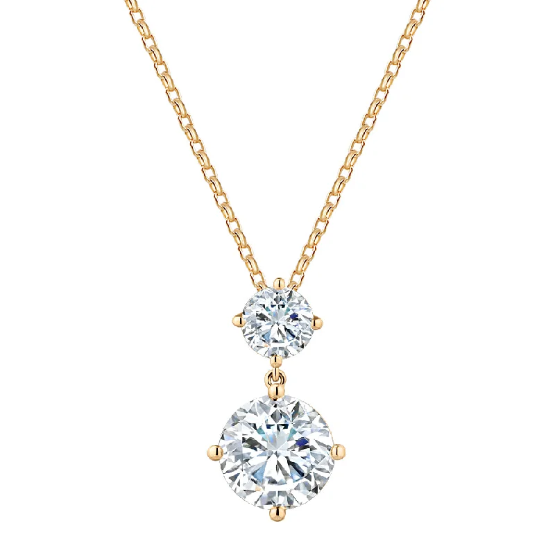 rose gold six-layer necklace-Fancy pendant with 4.19 carats* of diamond simulants in 10 carat yellow gold