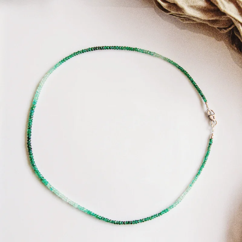 lavish statement necklace-Heart Chakra Shaded Emerald Signature Necklace