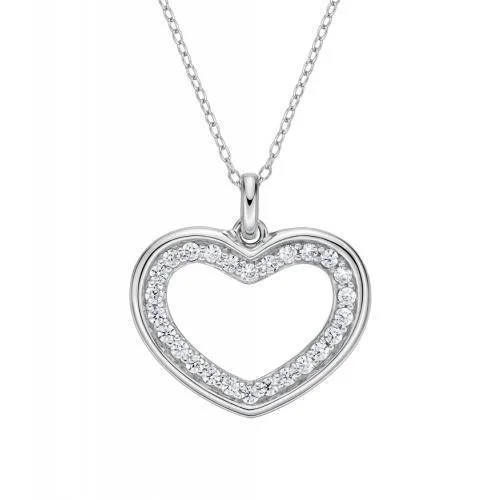 peridot drop necklace-Heart pendant with 0.45 carats* of diamond simulants in 10 carat white gold