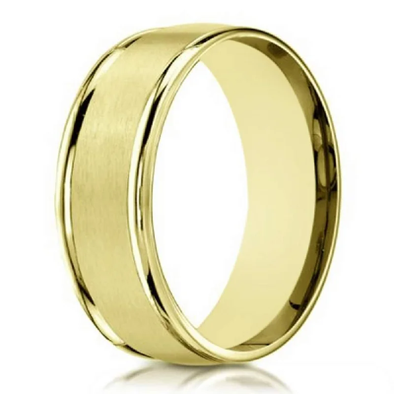 overlap shank ring-Designer 10K Yellow Gold Wedding Band With Satin Finish | 6mm