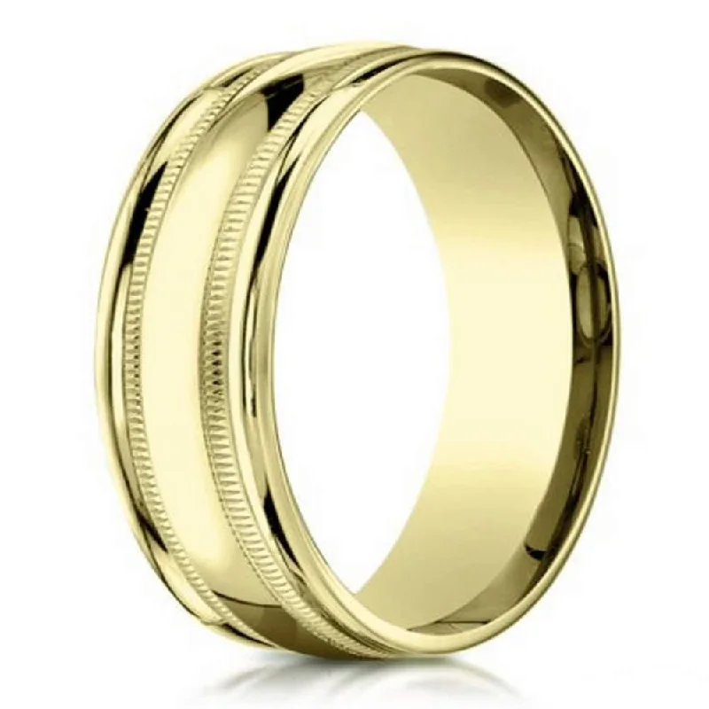 rover moon ring-Designer 10K Yellow Gold Wedding Ring With Polished Accents | 6mm