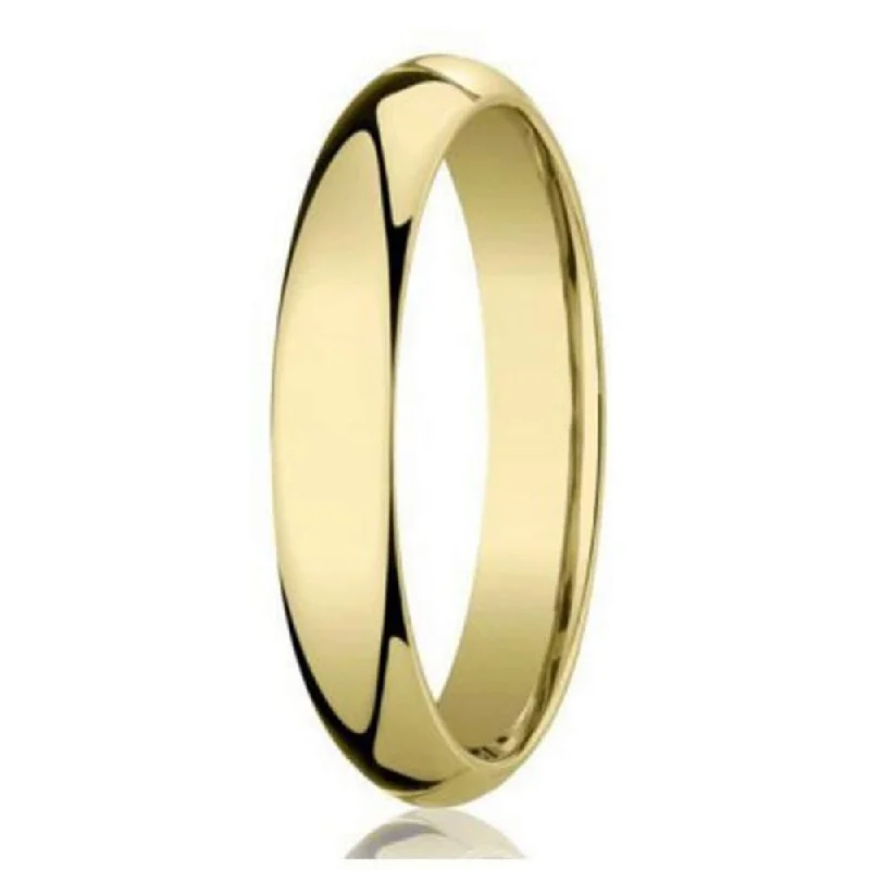 vine-tendril ring-Designer 3 mm Domed Comfort-fit 10K Yellow Gold Wedding Band