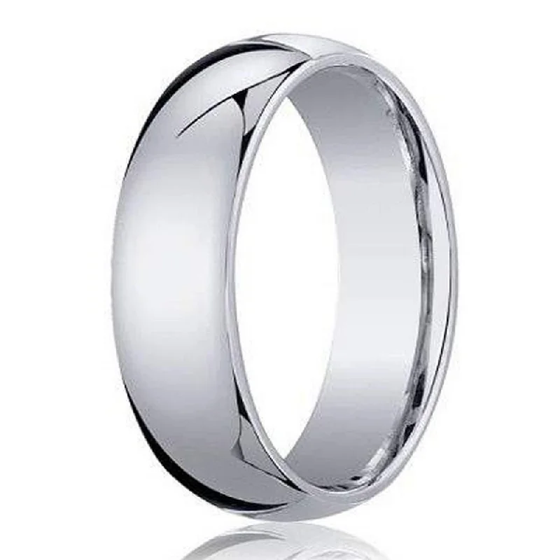 vintage-style ring-Designer 14K White Gold Wedding Band For Men, Traditional | 6mm