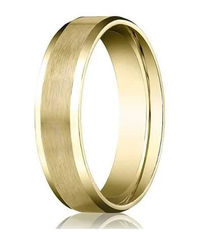 carved wedding ring-Designer 14K Yellow Gold Men's Wedding Band, Beveled Edge | 4mm