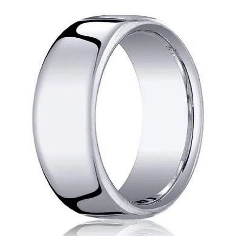 lavish silver ring-7.5mm 14k White Gold Wedding Band for Men with Heavy Fit