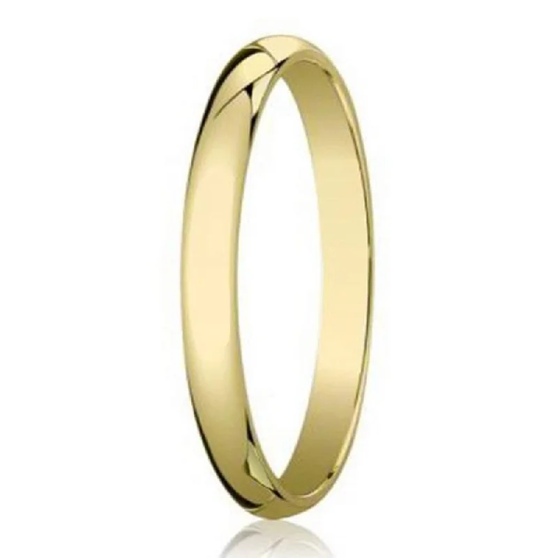 arched stacking ring-3mm Traditional Domed Polished Finish 14K Yellow Gold Wedding Band