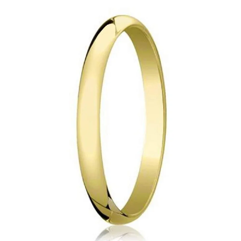 arched design ring-Designer 2 mm Traditional Domed Polished Finish 10K Yellow Gold Wedding Band