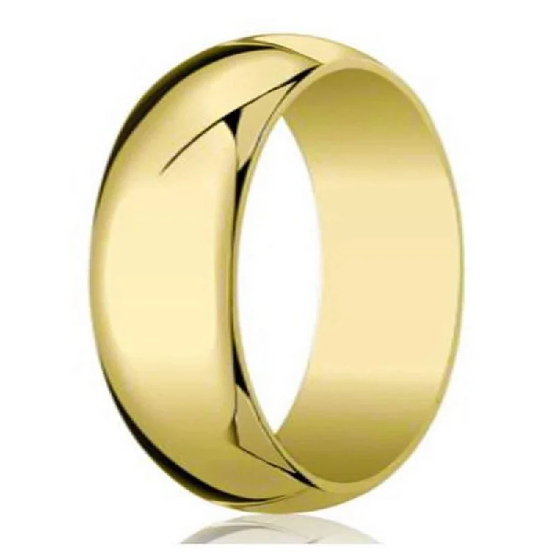 quarter-moon ring-8mm Traditional Domed Polished Finish 10K Yellow Gold Wedding Band