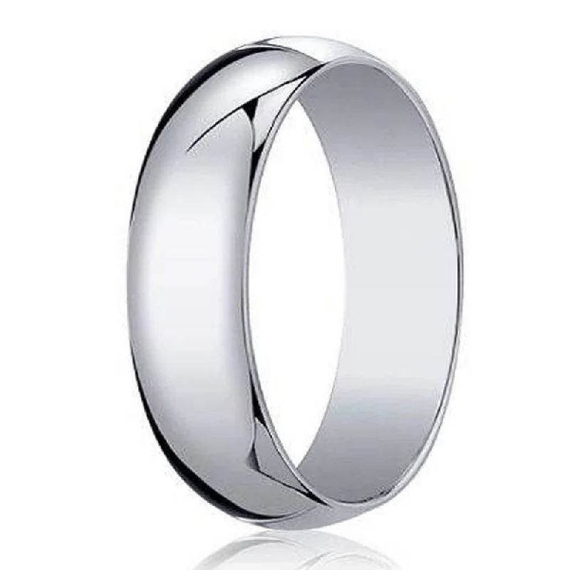 cast silver ring-7mm Traditional Domed Polished Finish 10K White Gold Wedding Band